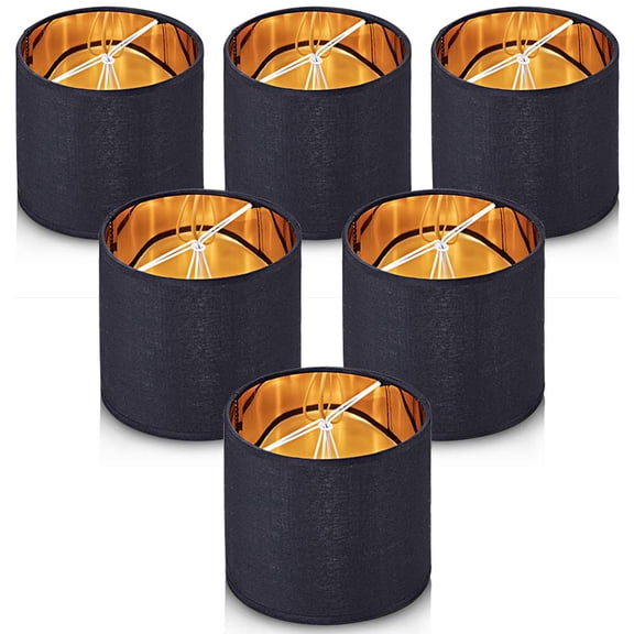 Small Lamp Shades,ONLY for Candle Bulbs,Clip-on Drum Mini Lampshades,Set of 6, 5.5"x 5.5"x5",Cream White