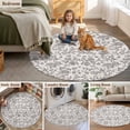 thumbnail image 5 of Farmhouse Grey Round Area Rug 7 FT, Non Slip Living Room Area Carpet, Vintage Flower Leaf Botanical Plant Washable Soft Circular Rug Non-Shedding Floor Carpet for Bedside Office Play Room Classroom, 5 of 9