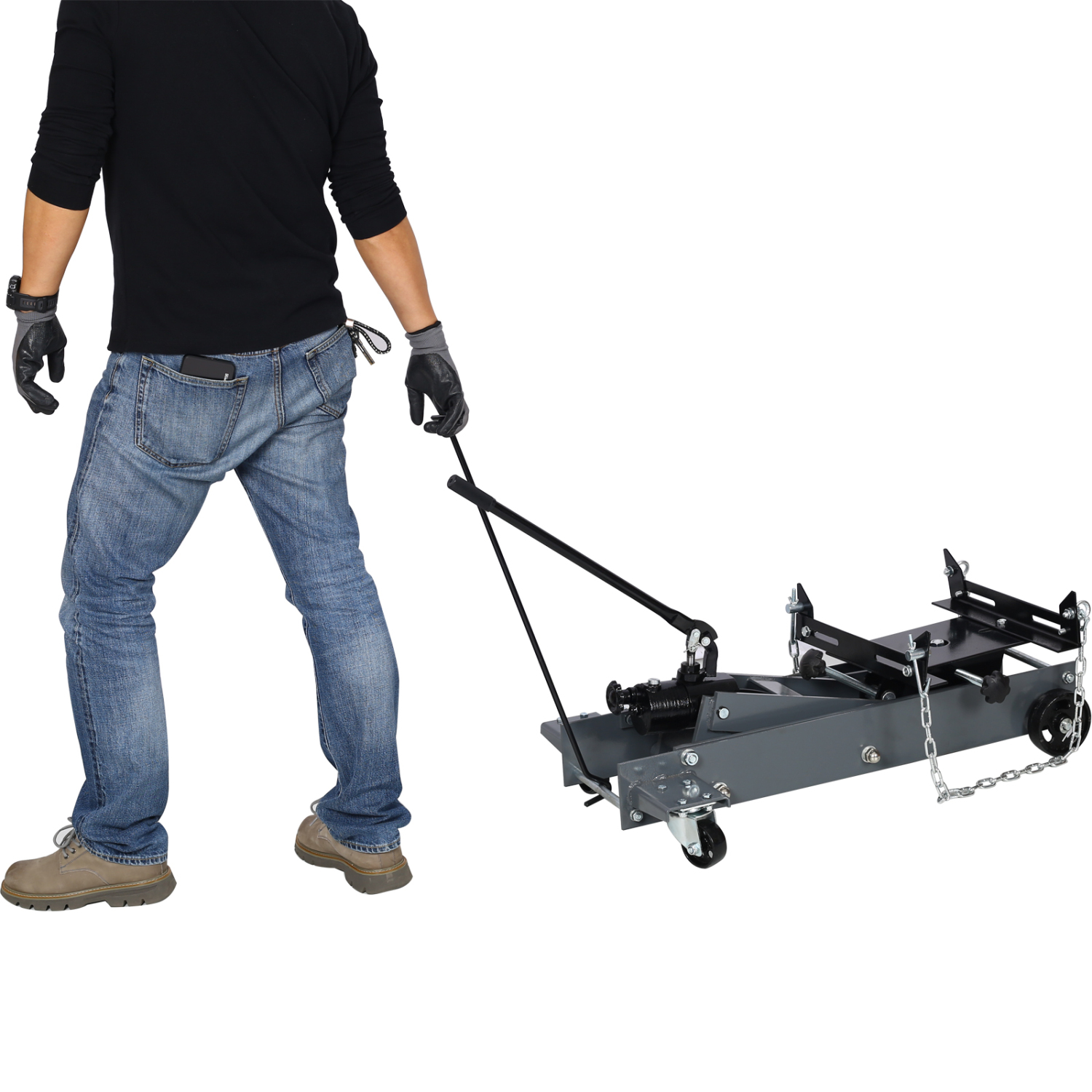 Low-profile Hydraulic Transmission Service Jack with 1 Ton Capacity - 2200lb Floor Jack
