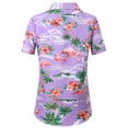 thumbnail image 2 of SSLR Hawaiian Shirt for Women Flamingo Short Sleeve Casual Button Down Shirts Beach Aloha Tops, 2 of 8