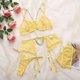 thumbnail image 4 of Gibobby Lencería de encaje Día de San Valentín Ropa interior divertida para mujer, Color sólido, de Metal hueca, Sexy, transparente, conjunto de ropa interior divertida(Amarillo, CH), 4 of 5