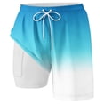 thumbnail image 3 of IWRICH Men's Big and Tall Swimming Trunks with Compression Liner 2 in 1 Swim Shorts with Pockets Sky Blue XL, 3 of 4