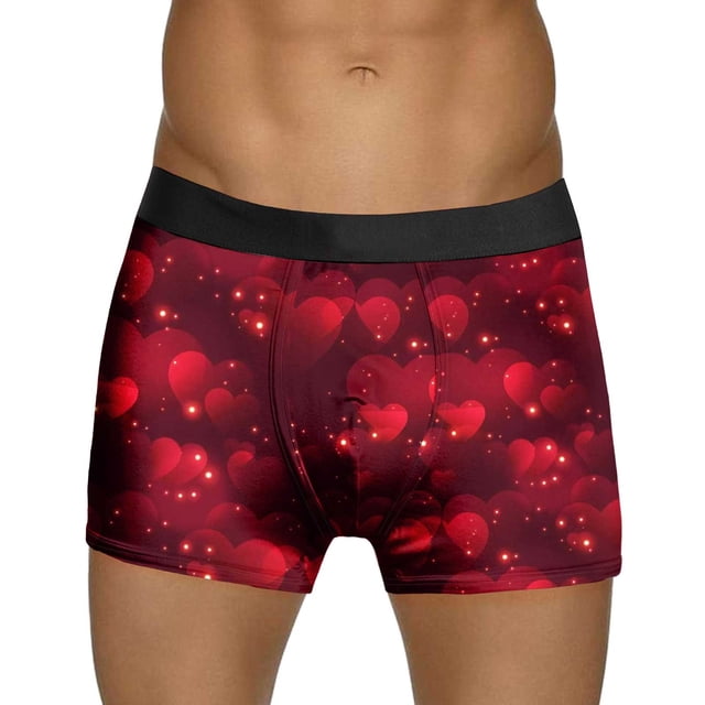 FhsagQ sous-Vêtements sous-Vêtements en Coton pour Hommes Paquet sous-Vêtements Imprimés de la Saint-Valentin pour Hommes Style Rouge Spécial Rose Shorts Taille Mi-Haute sous-Vêtements pour Hommes Paquet Boxeurs Slip Vin m