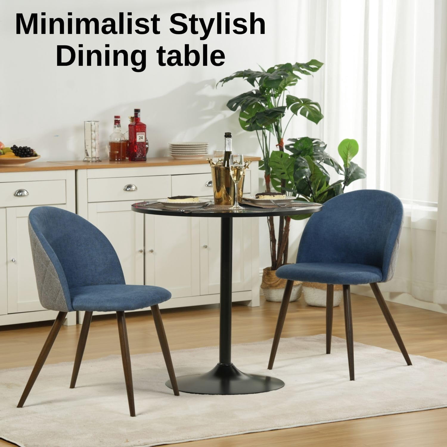 31.5" Dining Table for 2-4 with Enlarged Pedestal Base, Round Bar Table Top, Kitchen Table for Kitchen Living Room Cafe Small Spaces, Black