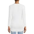 thumbnail image 3 of Oh! Mamma Maternity Women's Ruched V-Neck T-Shirt with Long Sleeves (Women's and Women's Plus), 3 of 6