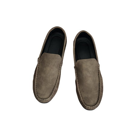 

Eloshman Men Flats Comfort Casual Shoes Classic Loafers Wedding Non-Slip Slip On Penny Loafer Lightweight Boat Shoe Khaki 9