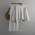 thumbnail image 3 of Two Piece Linen Set Summer Two Piece Sets for Women Clothing Set Female Round Neck Sleeveless Tops Pants Sets Full Pant Style S_508 Women's Tracksuits Gray One Size, 3 of 5