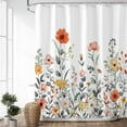 thumbnail image 4 of Floral Shower Curtain, Watercolor Flower Pretty Colorful Wildflower Fabric Decorative Shower Curtains with 12 Hooks for Bathroom 72 ×72 Inch, 4 of 6