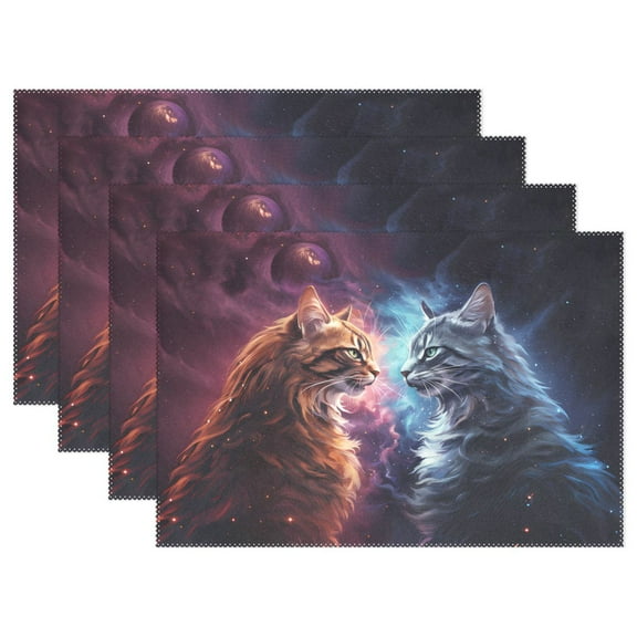 Cats Fight 12×18 inch Placemats Heat Resistant Washable Foldable Rectangular Placemats Set Decoration Indoor Outdoor for Kitchen Dining Table 1PC