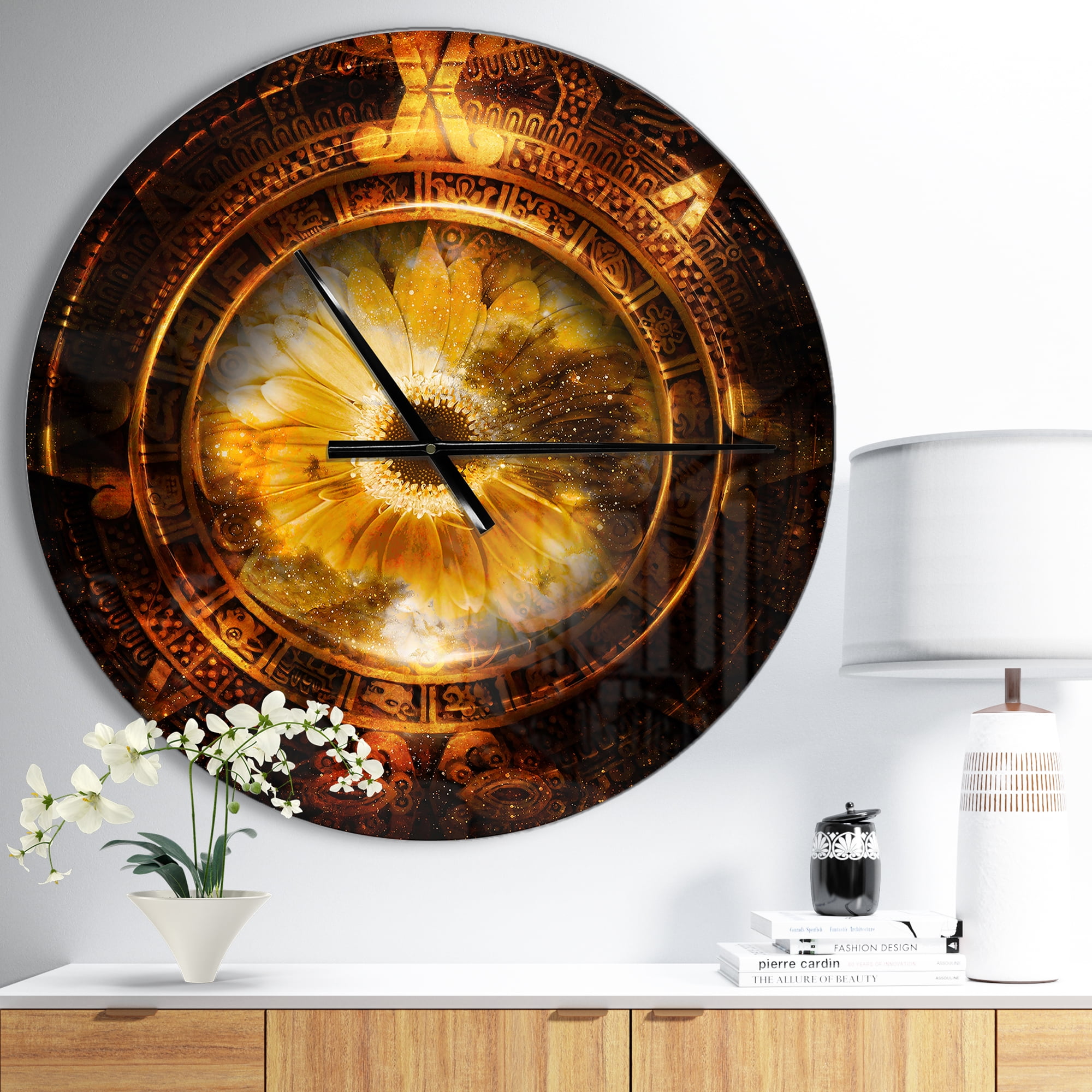 Designart 'Ancient Mayan Calendar Collage' Metal Wall Clock