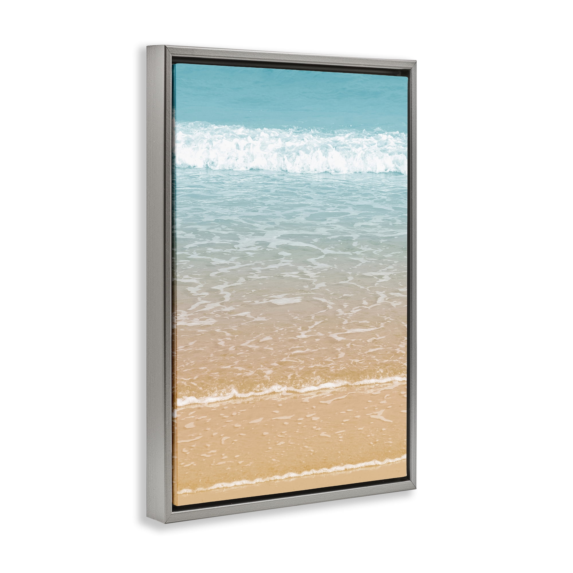 Stupell Industries Clear Waters Shore Nautical & Beach Photography Gray Floater Framed Canvas Art Print Wall Art, 17 x 25
