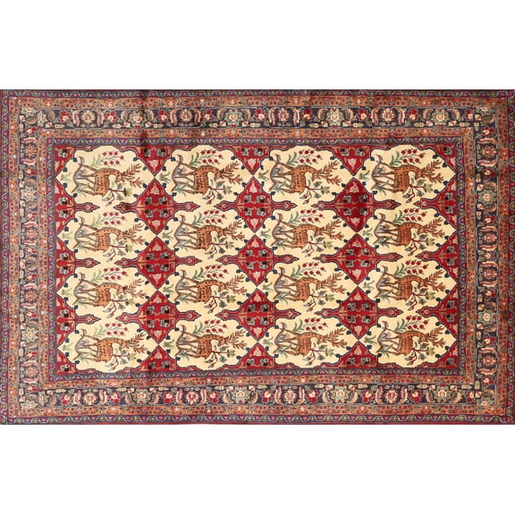 Ahgly Company Machine Washable Indoor Rectangle Traditional Brown Red Area Rugs, 5' x 7'