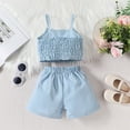 thumbnail image 4 of Utlike Girls 2 Pcs Outfits Set Toddler Kids Baby Strap Sleeveless T Shirt Tops Shorts 2Pcs Summer Outfits Clothing Set Girls Active Playsuit Size 2 Years-3 Years, 4 of 9