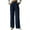 Blue, variant on Women's Casual Straight Leg Pants - Side Button Design, Elastic Waist, Functional Pockets, Polyester, Sizes S-XXXL, 100-105cm Length, Machine Wash