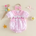 thumbnail image 2 of Wxirdiow Baby Summer Outfit Baby Girl Birthday Outfit Lace Fly Sleeve Romper Backless Bodysuit Headband Cake Smash Outfit Pink Size,0-3 Months, 2 of 8