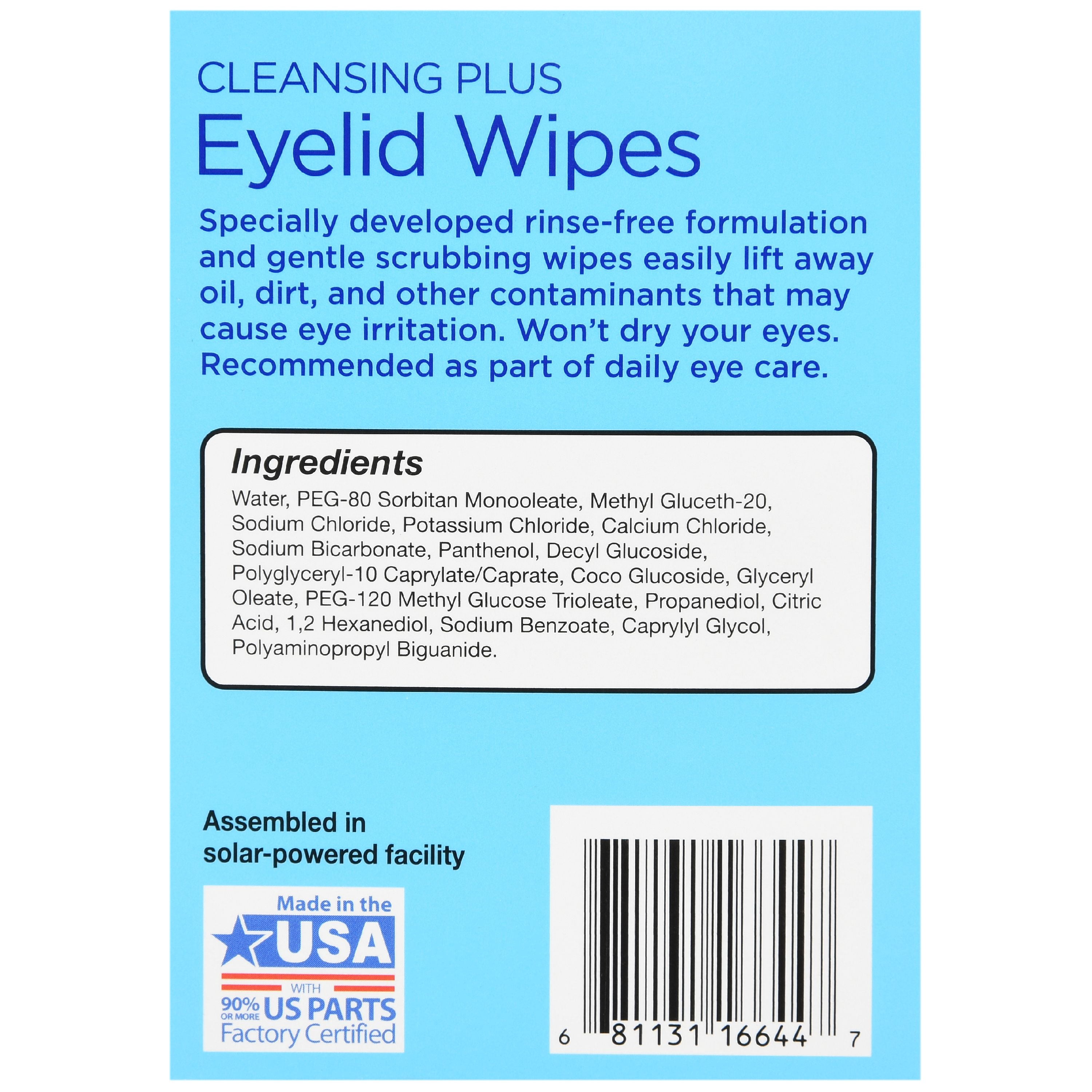 Equate Cleansing Plus Eyelid Wipes, 30 Count