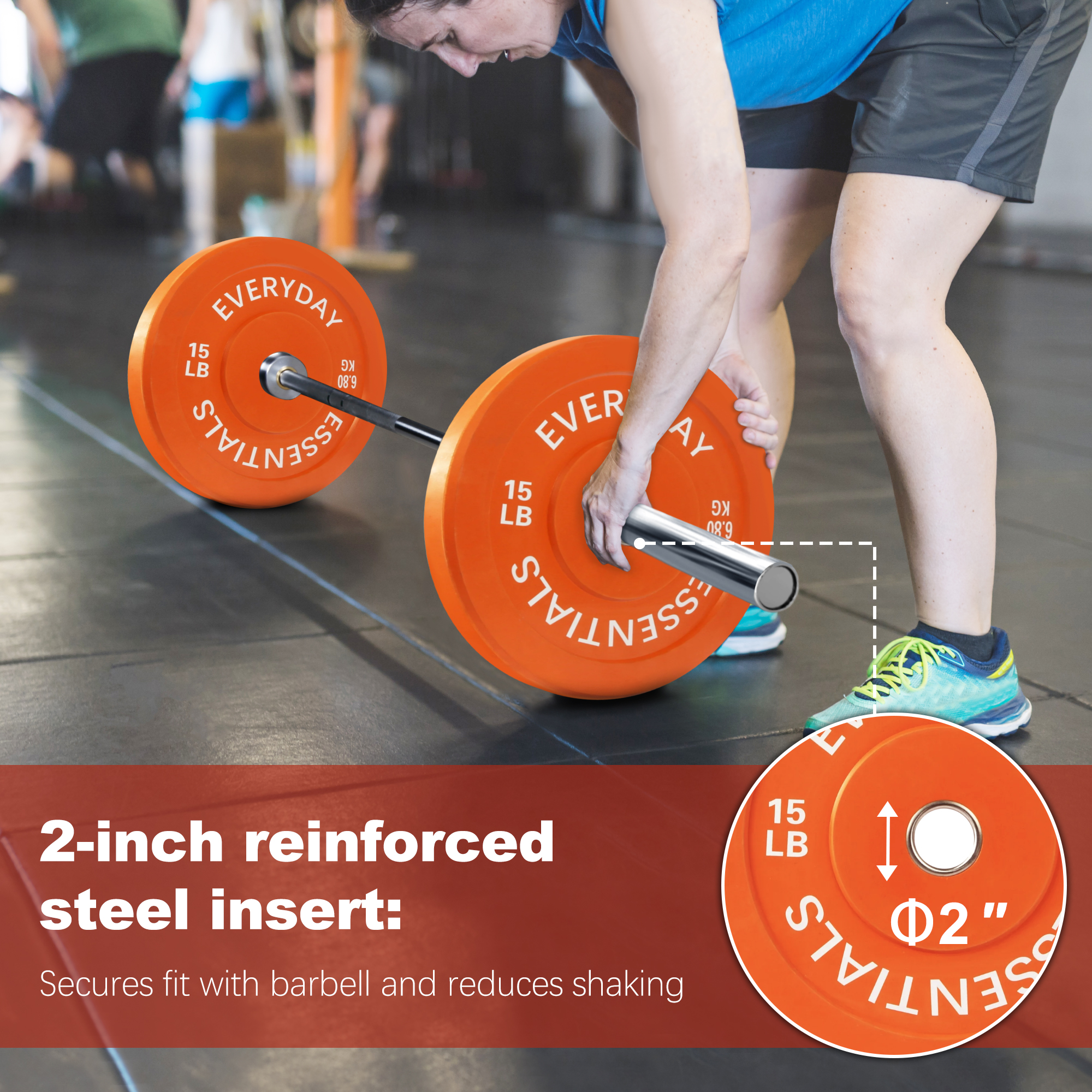 FlexWave 2-Inch Olympic Bumper Weight Plate，with Steel Hub, Multicolored, Multiple Sizes，Single & Pair, for Strength Training & Home Gym