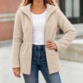 thumbnail image 5 of OGLCCG Girls Fleece Jacket with Hood Full Zip Fuzzy Sherpa Coat Long Sleeve Fall Winter Outwear with Pockets,Drawstring Waist(Beige,14-15 Years), 5 of 8