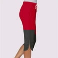 thumbnail image 4 of FRSASU Capri Pants for Women Summer Color Block Casual Elastic Waist Drawstring Split Stretchy Yoga Leggings Cparis with Pockets Red, 4 of 7