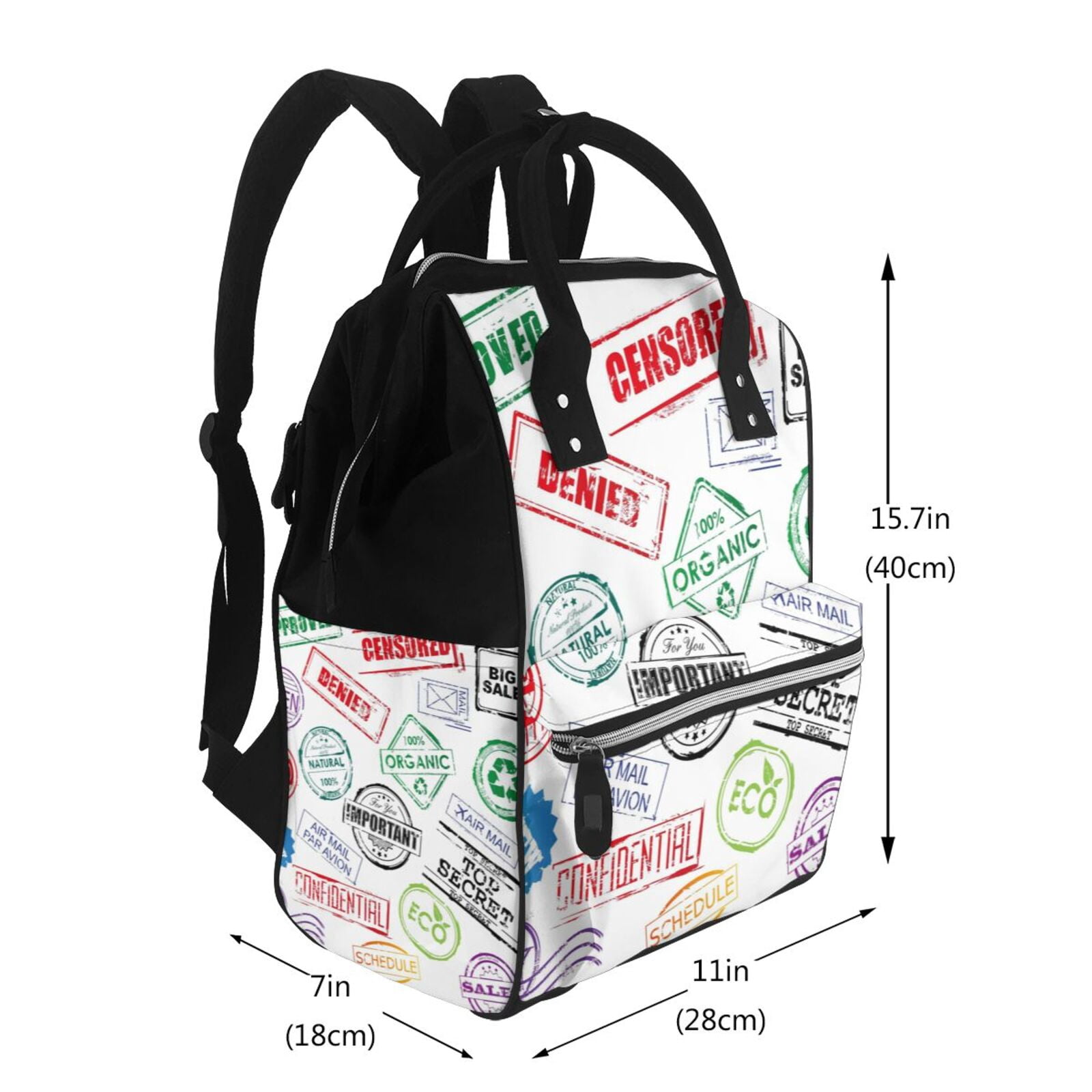 Fuzoiu Stamp Set Collection Print Diaper Bag Backpack,Baby Essentials Travel Tote,Multi function Waterproof Diaper Bag, Travel Essentials Baby Bag - Unisex
