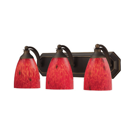 

Bathroom Vanity 3 Light With Aged Bronze Finish Fire Red Glass Medium Base 20 inch 180 Watts - World of Lamp