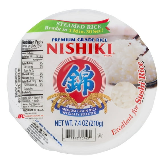 Nishiki Premium Grade Steamed White Rice, 7.4 oz, Allergen-Free