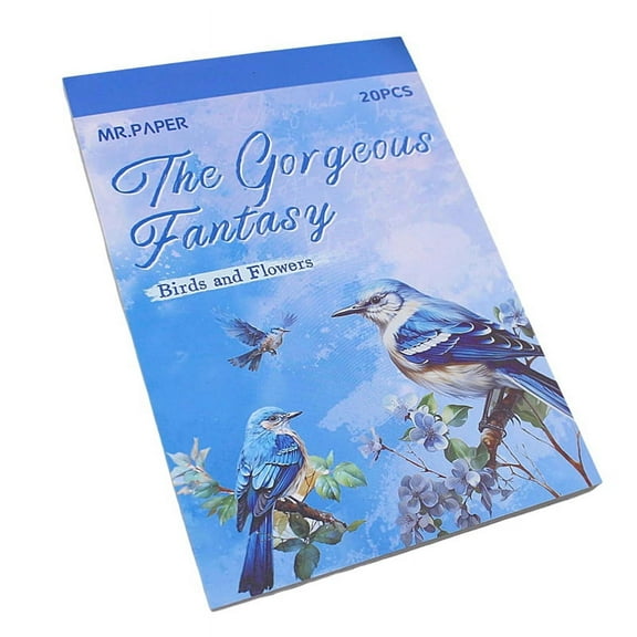 Pre-Cut Sticker Book for Journaling, Dual Materials, Decorative Frame Scrapbook Stickers, 20 Sheets,Birds & Flower