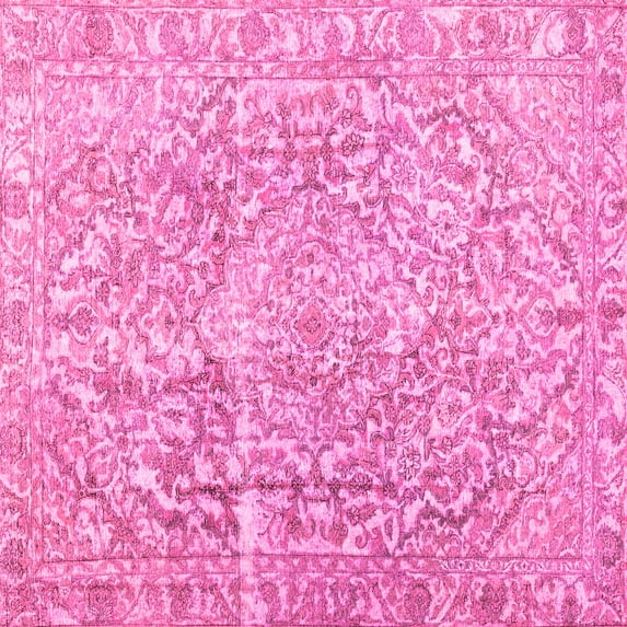 Ahgly Company Indoor Square Abstract Pink Contemporary Area Rugs, 6' Square