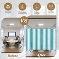 thumbnail image 5 of Ombre Turquoise Window Privacy Film, Gradient White Abstract Minimalist Stripe Static Cling UV Sun Blocking Heat Control Window Tint, Non-Adhesive One Way Windows Privacy Cover 17.7''x78.7'', 5 of 7