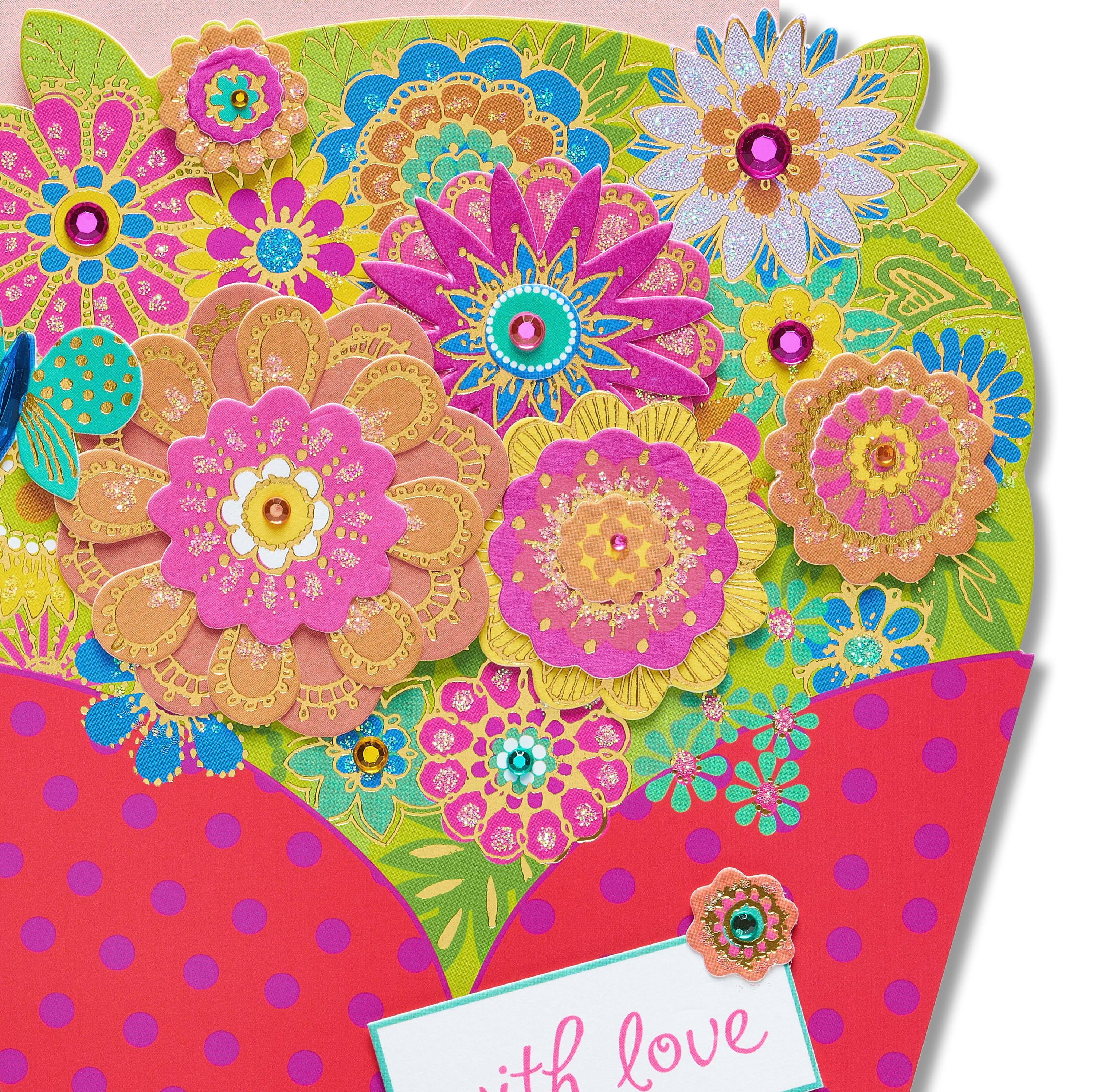 Papyrus Greeting Card 5"X7" 1/PkgFloral Diecut Bouquet Birthday