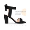 thumbnail image 3 of BLISSFUL STEP Back Ankle Tie Open Toe Block Heel Sandals for Women Black (Size 8), 3 of 5