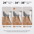 thumbnail image 3 of Genpo 24" Counter Height Bar stools Set of 2, Grey Leather Bar Stools with Backs, Swivel Counter Stools with Wooden Legs For Kitchen Island, 3 of 8