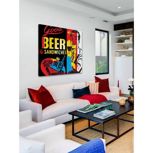 Marmont Hill "Beer & Sandwiches" by Josh Ruggs Painting Print on Wrapped Canvas