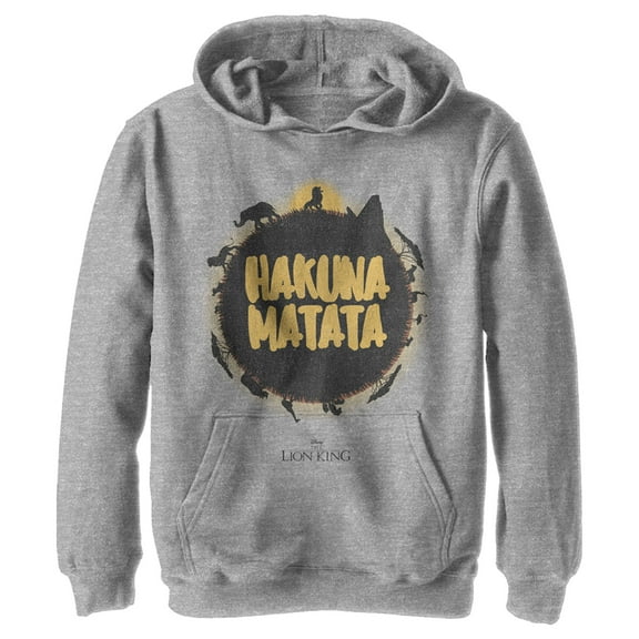 Boy's Lion King Hakuna Matata Jungle Sun Pull Over Hoodie Athletic Heather Large