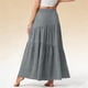 thumbnail image 2 of TaTaai Women's Summer Solid Color Casual Asymmetrical Long Skirt Elastic Waist Flowy Half Skirt with Pockets Gift, 2 of 6