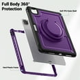 thumbnail image 3 of Decase for iPad Pro 11 Inch (2022/2021/ 2020/2018) Case,Rugged Shockproof Tablet Cover with 360° Rotating Hand Strap Foldable Hidden Stand,for iPad 11 (4th/ 3rd/ 2nd/ 1st) Generation,Purple, 3 of 7