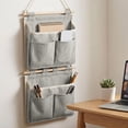 thumbnail image 5 of Wall Mounted Hanging Storage Bag, Bedside Hanging Organizer Pouch with Multi Pockets, Space Saving Holder for Bedroom Living Room Home Phone Remote Accessories Storage, Gray, 5 of 7