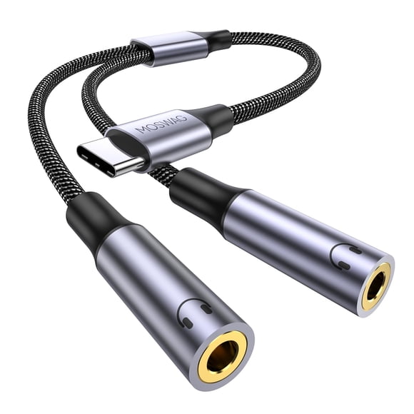 Divisor MOSWAG USB-C a doble conector hembra de 3,5 mm para audífonos