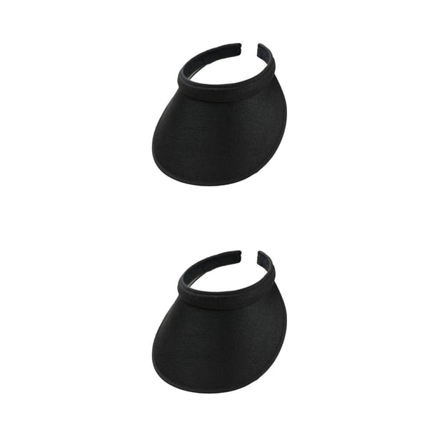 Jumpingount Sombreros para el sol Protección de verano Gorras con clip Visera de lino transpirable Béisbol Ala ancha Parte vacía Color sólido negro 2piezas Jumpingount CBP266798
