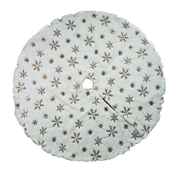 Labymos Christmas Tree Skirt 31 Inch White Snowflake Faux Fur Xmas Plush Tree Skirts Mat