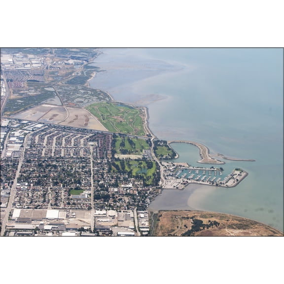 24"x36" Gallery Poster, Aerial view of San Leandro Marina and golf course