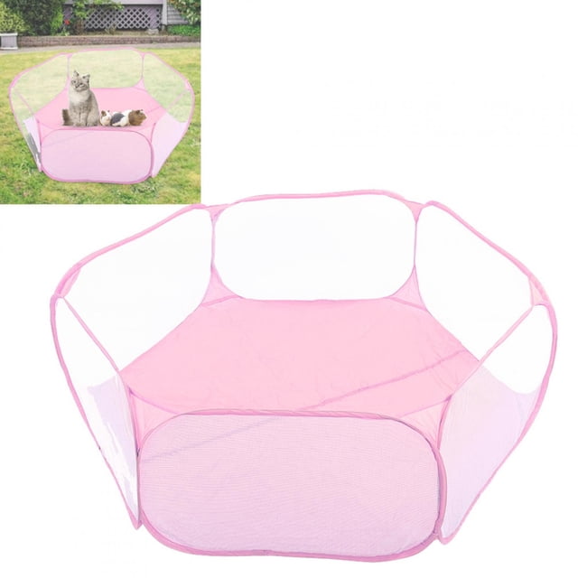 Portable Small Pet Animals Playpen,Transparent Puppy Cat Rabbit Cage Tent for Outdoor Portable Yard Fence for Guinea Pig Rabbits Hamster Chinchillas and Hedgehogs