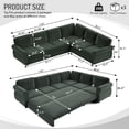 thumbnail image 3 of LLappuil Sectional Sofa Couch, Oversized Chenille Sofa with Pull Out Sofa Bed for Living Room Green, 3 of 9