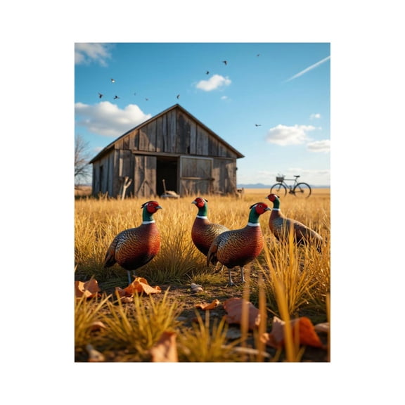 Paint By Numbers Kit for Adults Beginner - DIY Pheasants Autumn Barn Bicycle Scene Canvas Painting Kits for Adults, Frameless Paint By Number for Adults for Home Wall Decor 16x20 Inch