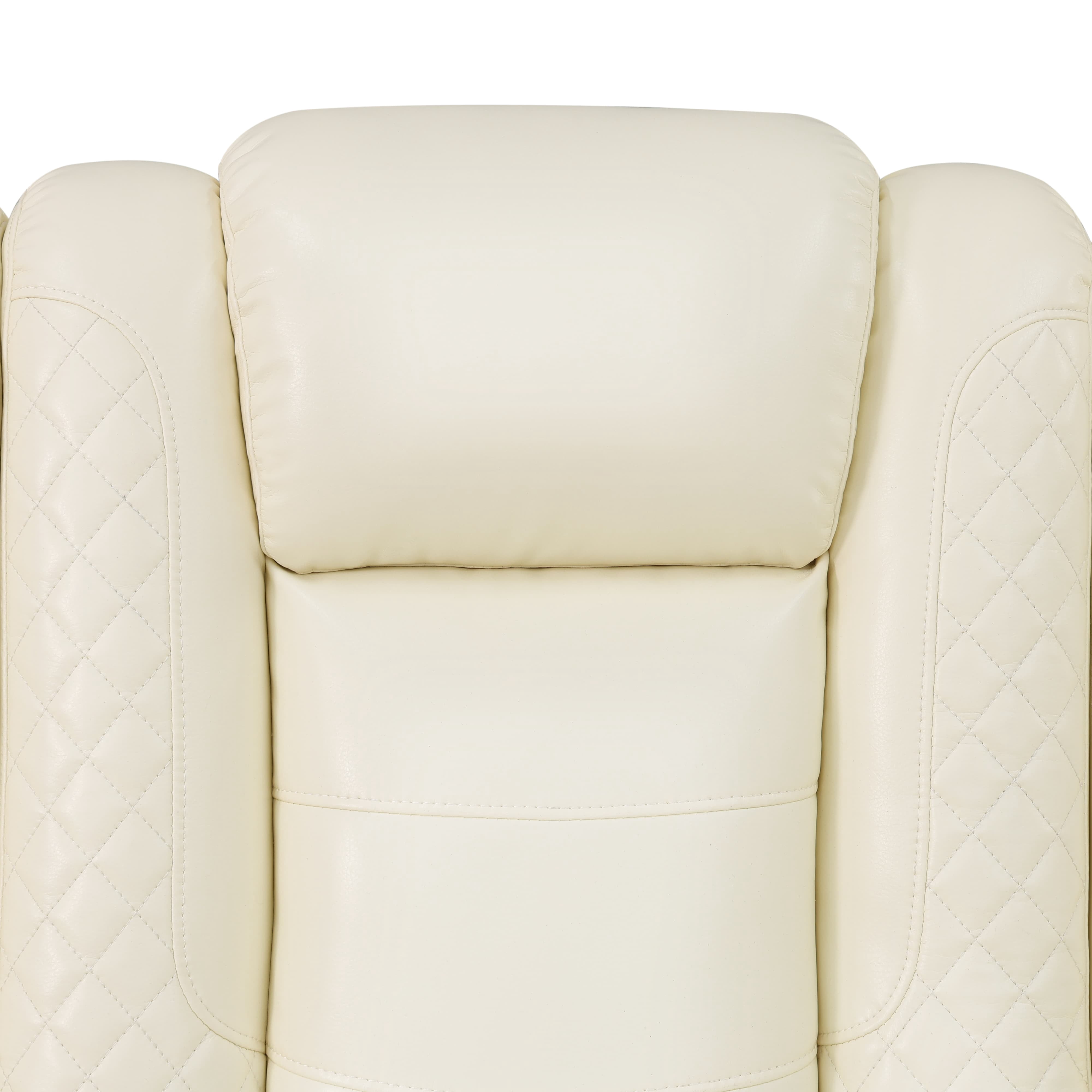 MAYEERTY Power Reclining Sofa, Electric 3-Seat Leather Recliner with USB Charging, Reversible Table & Ambient LED Lighting for Living Room, White
