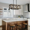 thumbnail image 5 of LNC Farmhouse 3-Light Black and Wood Linear LED Kitchen Island Chandelier, 5 of 16