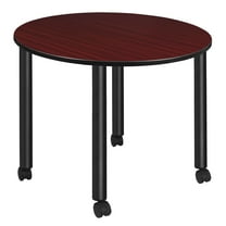 Regency Kee Large 48 in. Round Breakroom Table- Mahogany Top, Black Mobile Legs