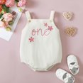 thumbnail image 2 of Odeerbi Infant Boys Girls Clothes Corduroy Embroidered Rompers Summer Jumpsuits Baby Cute Suspender Bodysuit Sleeveless Short Crawling Onesie White, 2 of 7