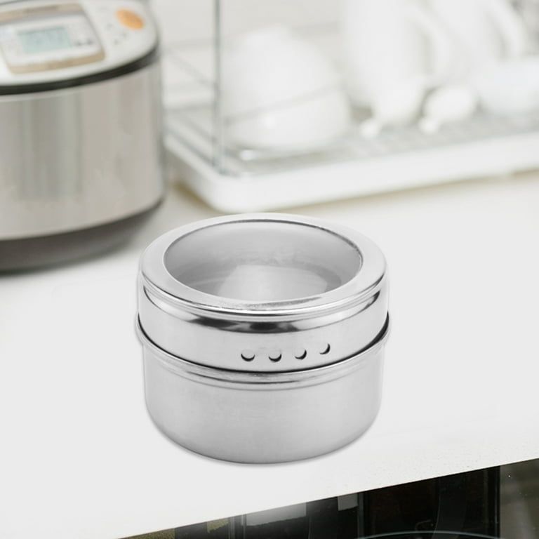 6pcs / Set Clear Lid Magnetic Spice Jar Stainless Steel Spice Sauce Storage  Container Pots Kitchen