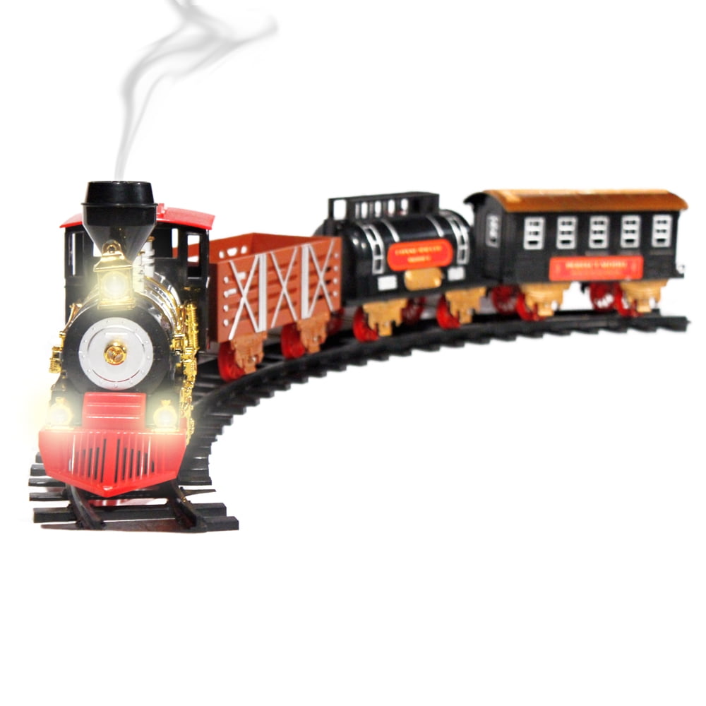 classic train set with smoke